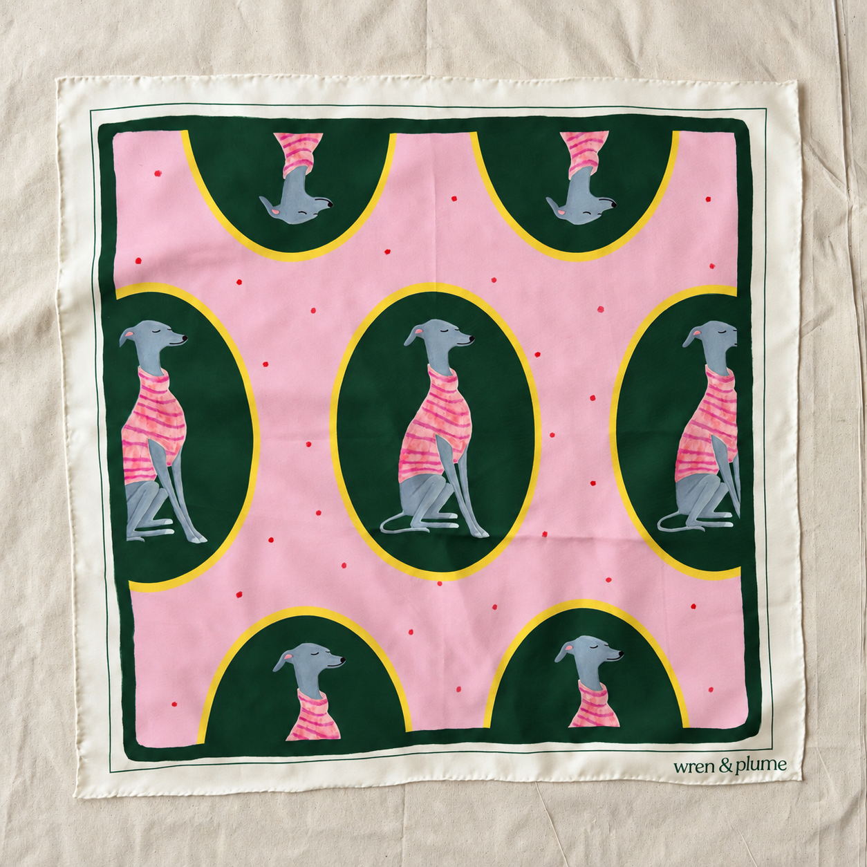 The Italian Greyhound — the complete scarf design.
